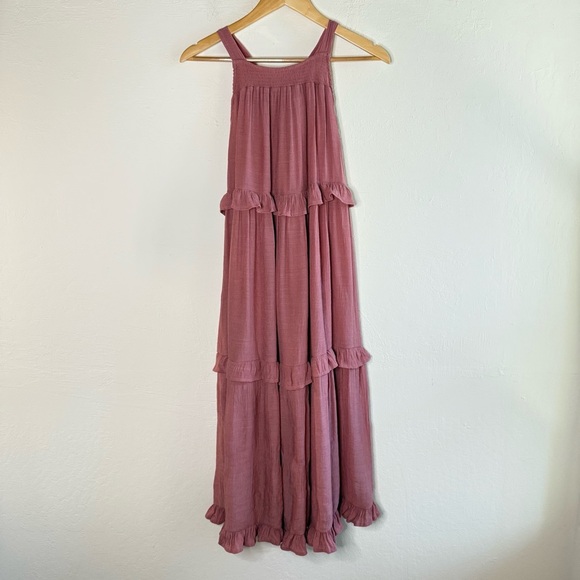 Sweet Wanderer Dusty Pink Tiered Maxi Dress Size Medium - Picture 1 of 6